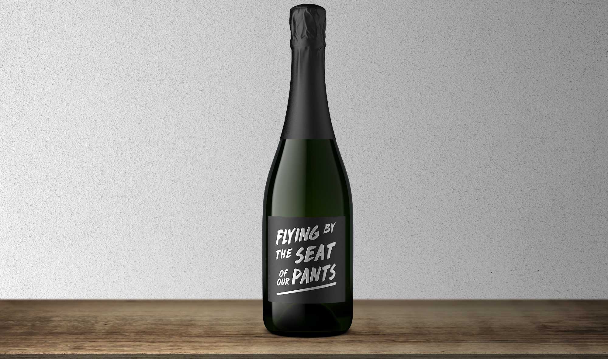 “Flying by the Seat of Our Pants” Brut bottle