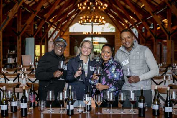 people laughing inside the event space in Bricoleur vineyard